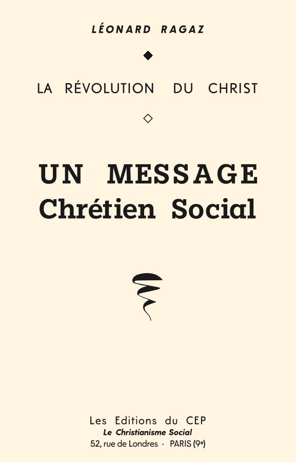 Léonard Ragaz, La révolution du Christ : Un message chrétien social